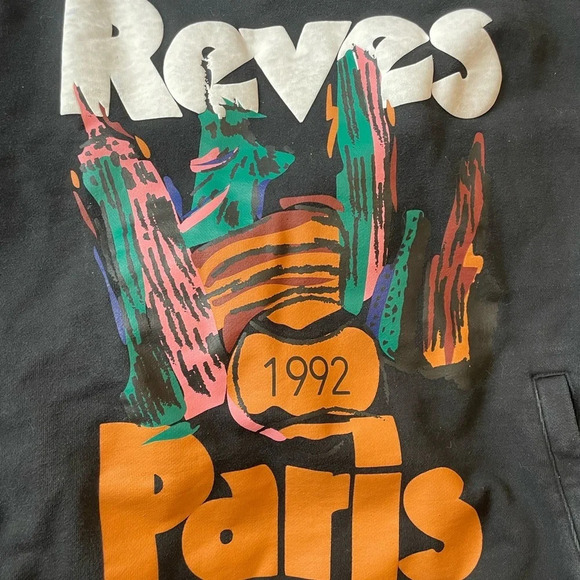 Reves Paris 1992 “Ville” Black Hoody Hidden Pockets Casual Hipster Size XL Comfy - Picture 9 of 10